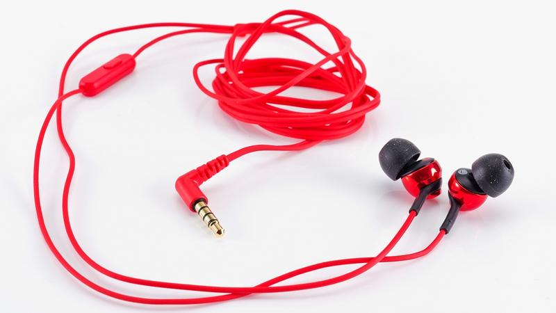 basic red earphones